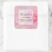 Hübsche rosa Nelken Stilvolles Foto Business Quadratischer Aufkleber (Tasche)