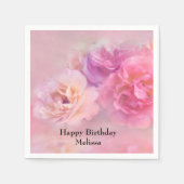 Hübsche Rosa Nelken Stilvolles Foto Geburtstag Serviette (Vorderseite)