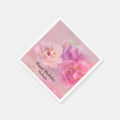 Hübsche Rosa Nelken Stilvolles Foto Geburtstag Serviette (Ecke)