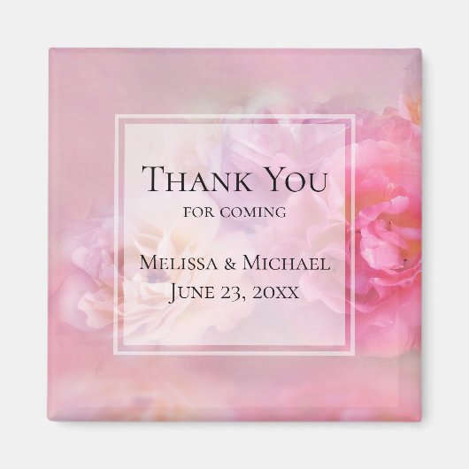 Hübsche rosa Nelken Stilvolles Foto Vielen Dank Magnet (Vorne)