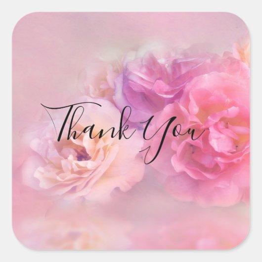 Hübsche rosa Nelken Stilvolles Foto Vielen Dank Quadratischer Aufkleber (Vorderseite)