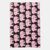 Hübsche rosa niedliche Elefanten auf Schwarzem Handtuch (Vertikal)