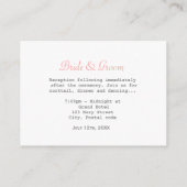 hübsche rosa orchid Blume rosa Hochzeitsempfang Begleitkarte (Rückseite)