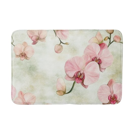 Hübsche Rosa Orchideen Badematte (Vorderseite)