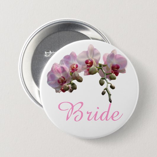 hübsche Rosa-Orchideen-Blume Brauseknopf Button (Vorne & Hinten)