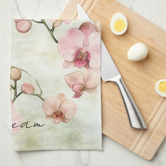 Hübsche Rosa Orchideen Geschirrtuch (Viertel Falte)