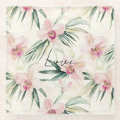 Hübsche Rosa Orchideen Glasuntersetzer (Vorderseite)