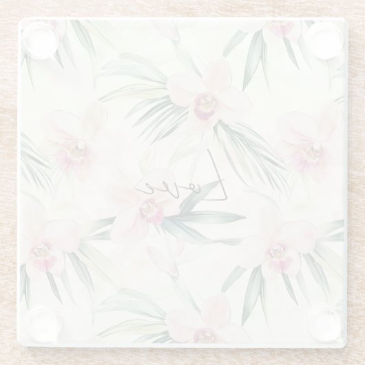 Hübsche Rosa Orchideen Glasuntersetzer (Rückseite)