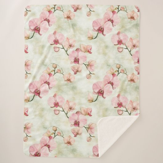 Hübsche Rosa Orchideen Sherpadecke (Vorderseite)