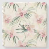 Hübsche Rosa Orchideen Steinuntersetzer (Vorderseite)