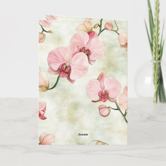 Hübsche Rosa Orchids Hochzeit Karte (Rückseite)