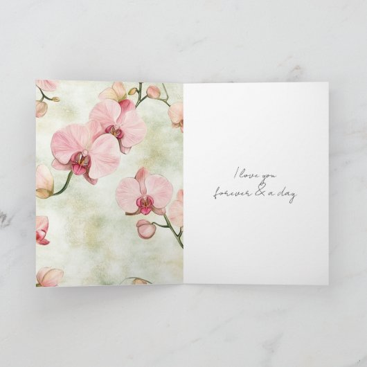 Hübsche Rosa Orchids Hochzeit Karte (Innenseite)