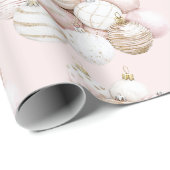 Hübsche Rosa Ornamente Weihnachten Geschenkpapier (Rolleneckpunkt)