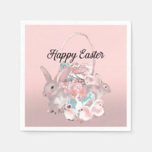 Hübsche rosa Ostern-Geburtstagsfeier Eiersuche Serviette