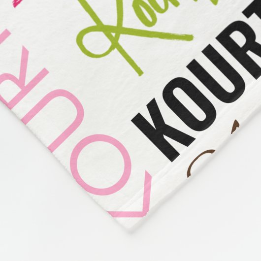 Hübsche rosa Owls mit Name und Monogramm-Collage Fleecedecke (Ecke)