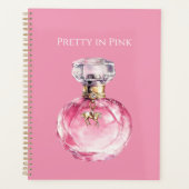 Hübsche rosa Parfümflasche mit goldenem Pferdeanhä Planer (Vorderseite)