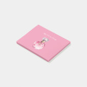 Hübsche rosa Parfümflasche mit goldenem Pferdeanhä Post-it Klebezettel (angewinkelt)