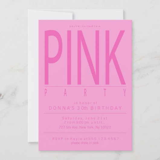 Hübsche rosa Party Einladungen (Vorderseite)