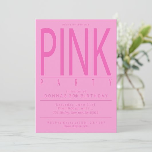 Hübsche rosa Party Einladungen (Stehend Vorderseite)