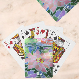 Hübsche rosa Pastel florale Mosaik-Blume Spielkarten