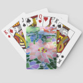 Hübsche rosa Pastel florale Mosaik-Blume Spielkarten (Rückseite)