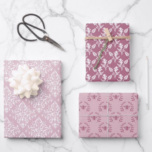 Hübsche rosa Pastete für ihre 3 Geschenkpapier Set (Vorderseite)