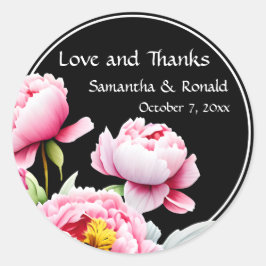 Hübsche Rosa-Peongs auf der Schwarzen Hochzeit Runder Aufkleber