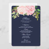 Hübsche Rosa-Peonies-Menükarten (12x18) Menükarte (Vorne/Hinten)