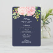 Hübsche Rosa-Peonies-Menükarten (12x18) Menükarte (Stehend Vorderseite)