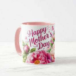 Hübsche Rosa Peonies Mother's Day Floral Tasse