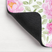 Hübsche rosa Peonies und Grünpflanzen Blumenmuster Mousepad (Ecke)