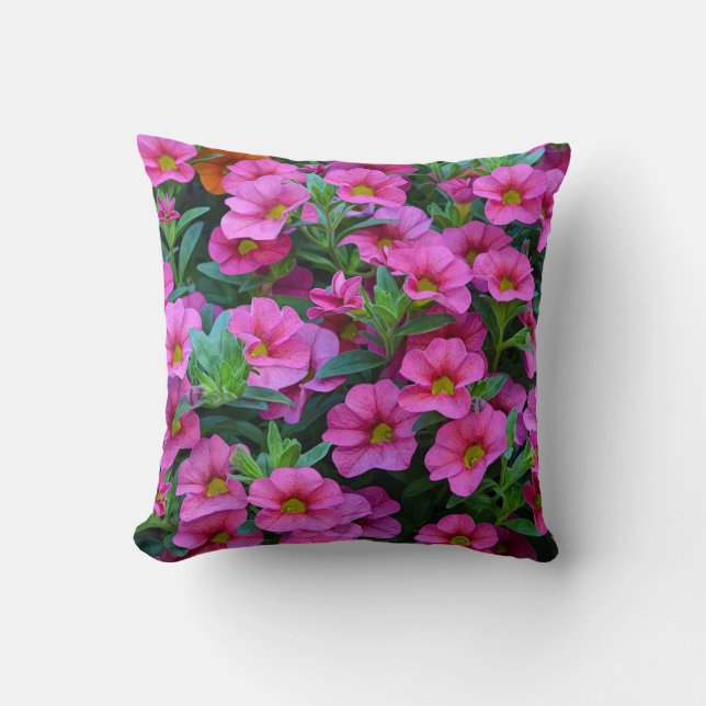 Hübsche Rosa Petunia-Blume Kissen (Vorderseite)