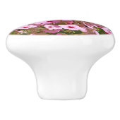 Hübsche Rosa Petunien Keramikknauf (Seitenansicht)