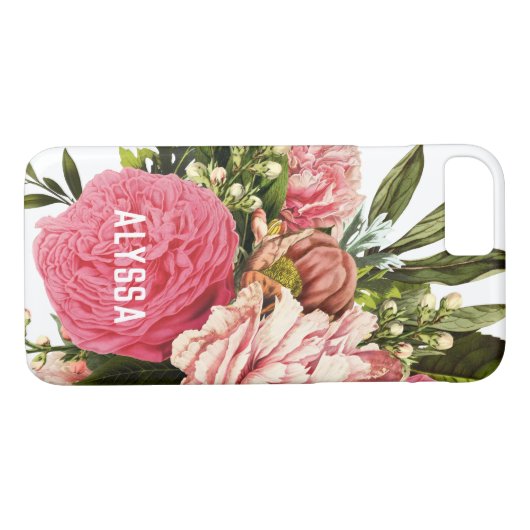Hübsche rosa Pfingstrosen-Blumenblumenstrauß mit Case-Mate iPhone Hülle (Rückseite (Horizontal))