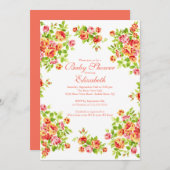 Hübsche rosa Pfirsich-Rose BlumenBabyShower Einladung (Vorne/Hinten)