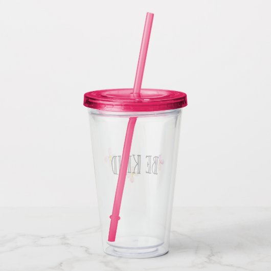 Hübsche, rosa Pfirsichfarben Blume Acryltrinkbecher (Rückseite)