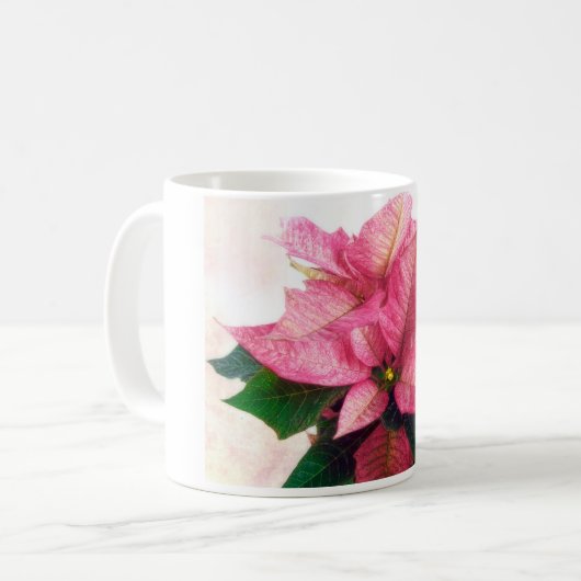 Hübsche rosa Poinsettia-Tasse Kaffeetasse (Vorderseite Links)