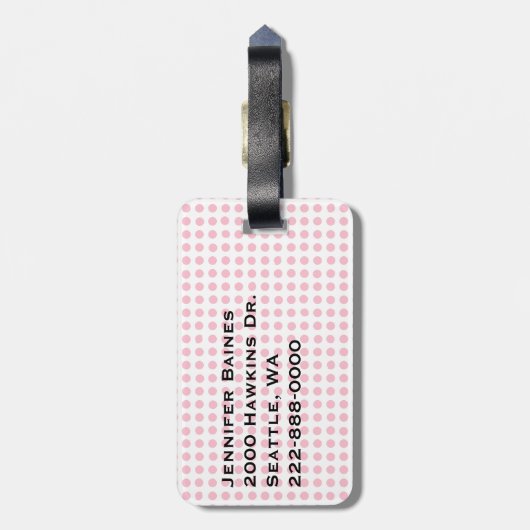 Hübsche rosa Polka-Punkt-u. Flamingo-Gewohnheit Gepäckanhänger (Rückseite vertikal)