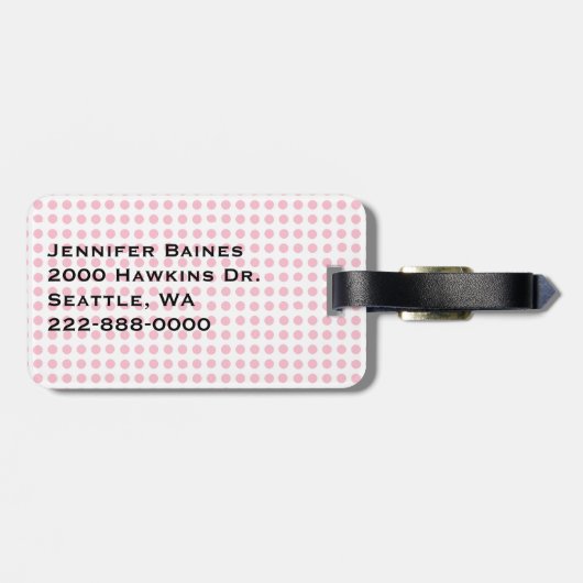 Hübsche rosa Polka-Punkt-u. Flamingo-Gewohnheit Gepäckanhänger (Rückseite horizontal)