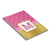 Hübsche Rosa Princess Crowns & Gold Glitzer Streif Notizblock (Rechte Seite)