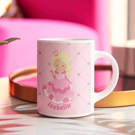 Hübsche rosa Prinzessin Blonde Girl Custom Kids Kaffeetasse