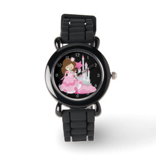 Hübsche Rosa Prinzessin mit Burg Armbanduhr