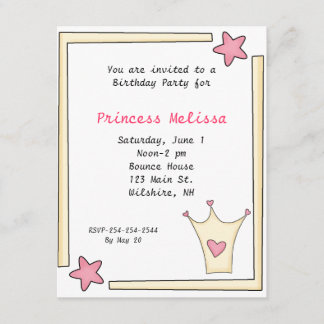 Hübsche Rosa Prinzessin zum Geburtstag Einladung