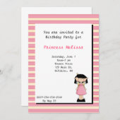 Hübsche Rosa Prinzessin zum Geburtstag Einladung (Vorne/Hinten)