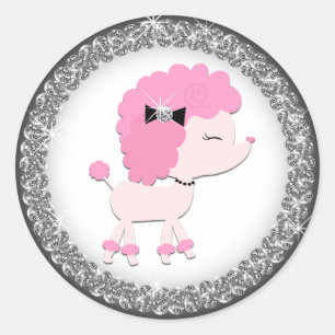 Hübsche rosa Pudel-Aufkleber Runder Aufkleber