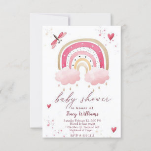 Hübsche rosa Regenbogen-Baby-Party-Einladung Einladung