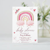 Hübsche Rosa Regenbogenbrause Einladung (Stehend Vorderseite)