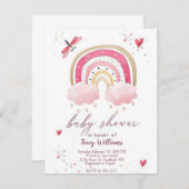 Hübsche Rosa Regenbogenbrause Einladung (Vorne/Hinten)