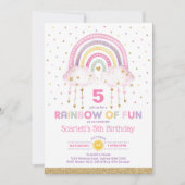 Hübsche Rosa Regenbogenwolken Girls Geburtstagspar Einladung (Vorderseite)
