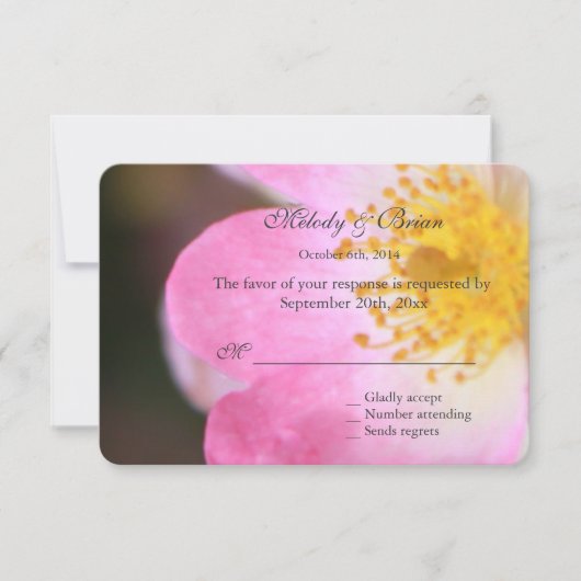 Hübsche Rosa Rosa-Blume Hochzeit RSVP Karte (Vorderseite)